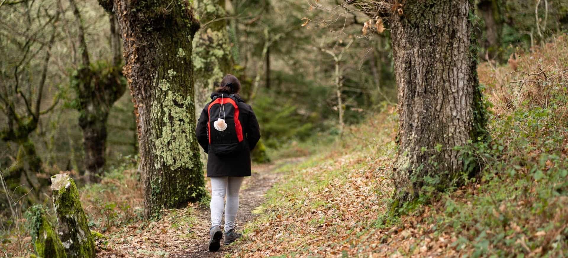 Peregrina haciendo el Camino de Santiago Francés